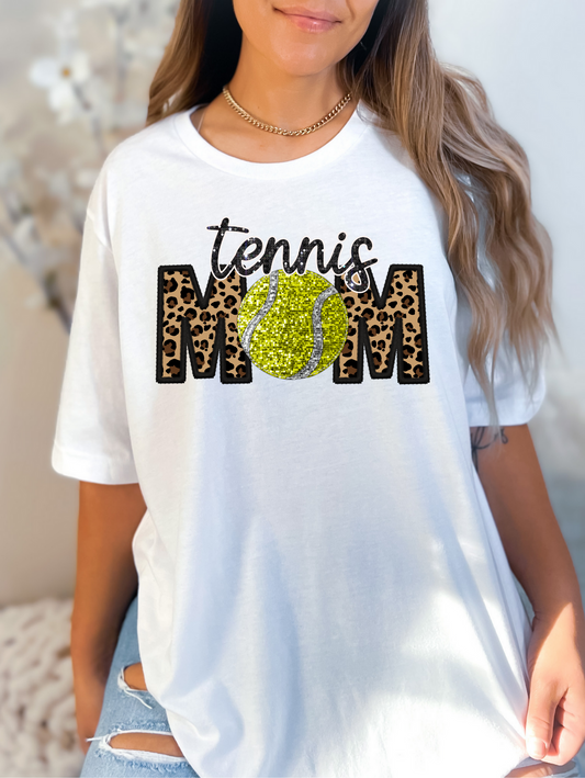 Tennis mom - faux sequin and cheetah print