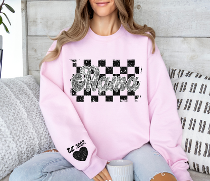 Silver Sequin Mama-EST Heart Sleeve