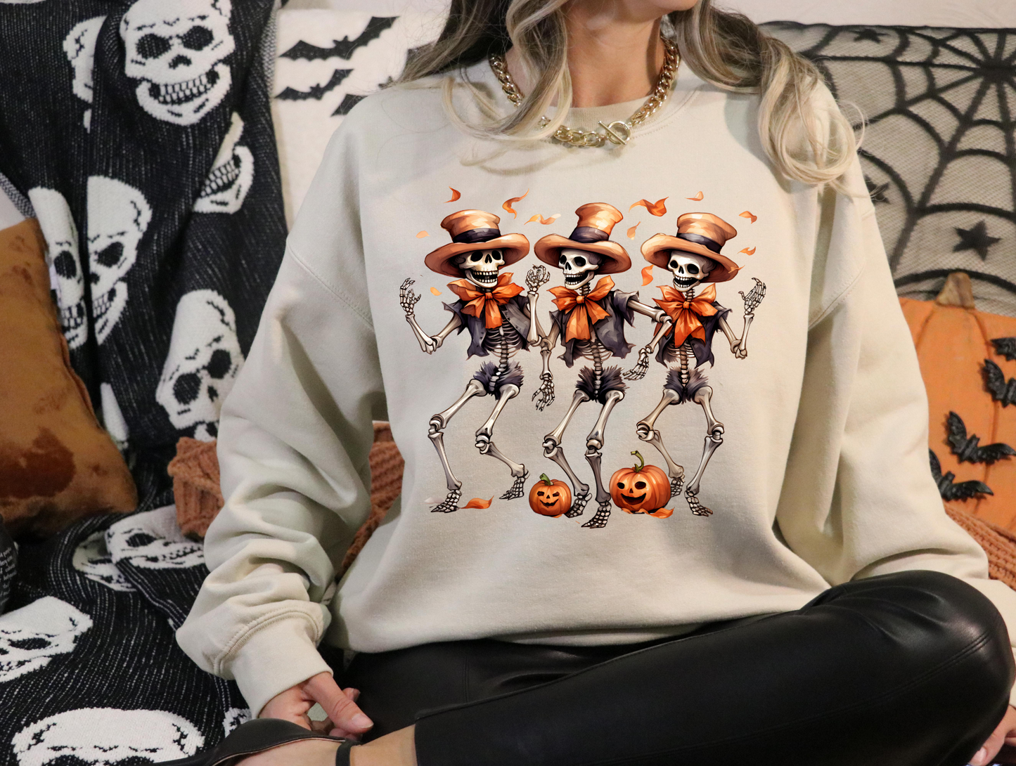 Dancing Skeletons with bows and top hats