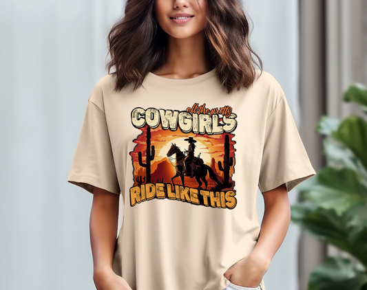 All the pretty cowgirls ride like this