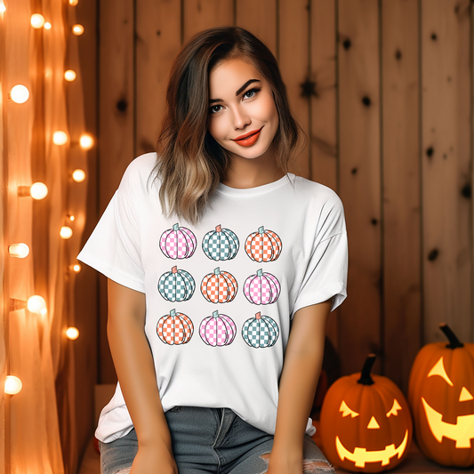 Colored checkered pumpkins