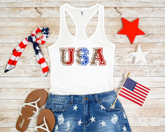 Leopard Red White Blue USA