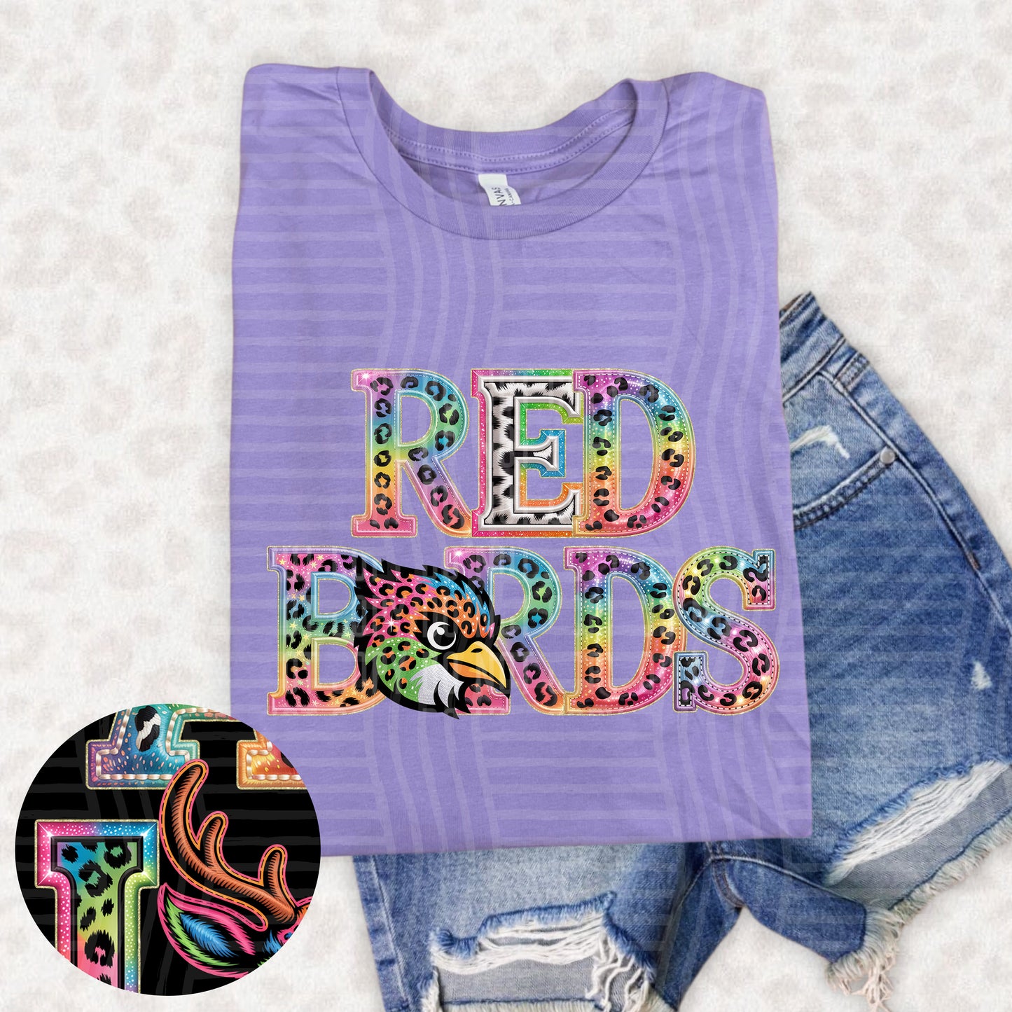 Red Birds (pink neon leopard)