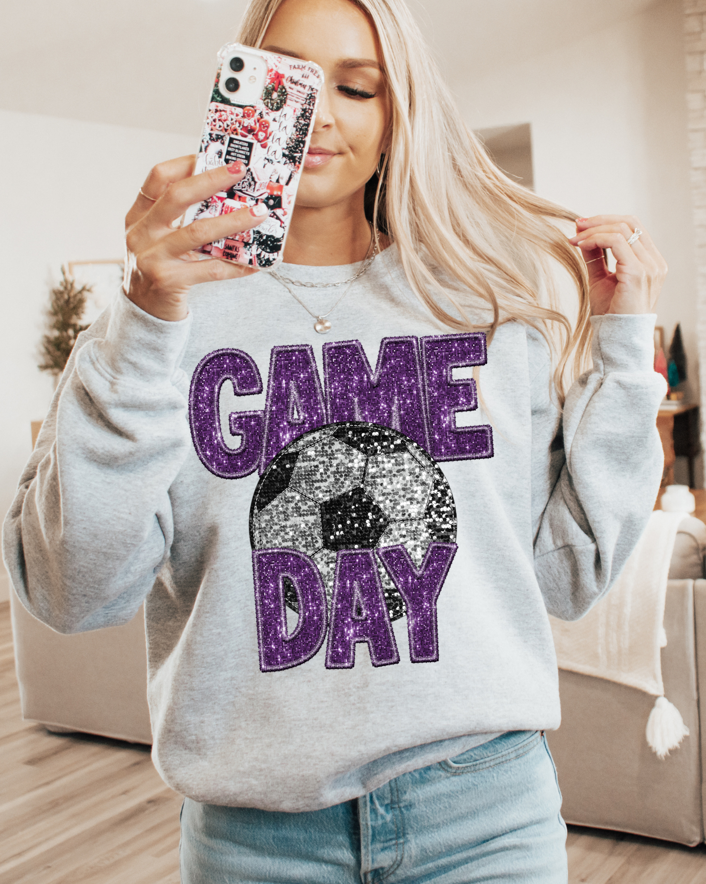 Game Day Soccer Ball Purple Glitter