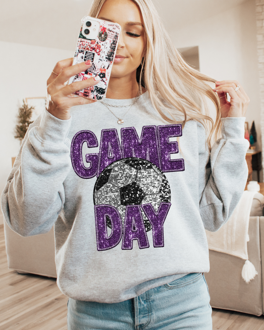 Game Day Soccer Ball Purple Glitter
