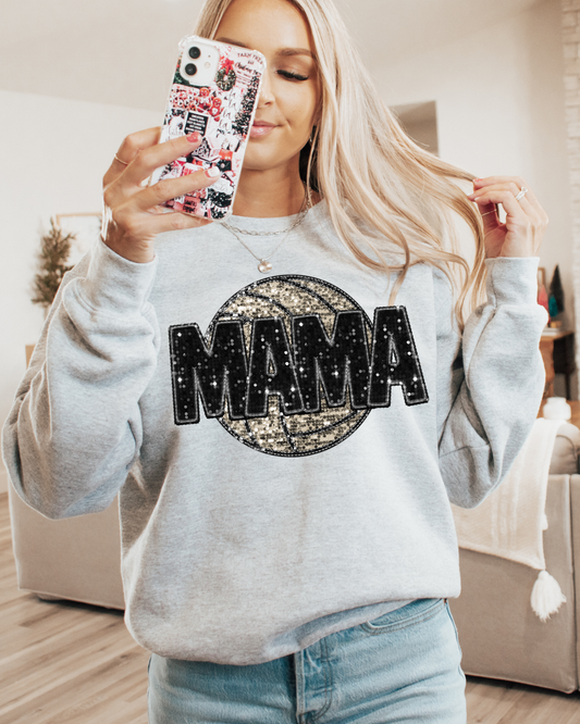 Mama Volleyball Black Glitter