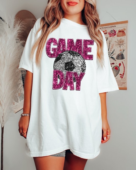Game Day Soccer Ball Pink Glitter
