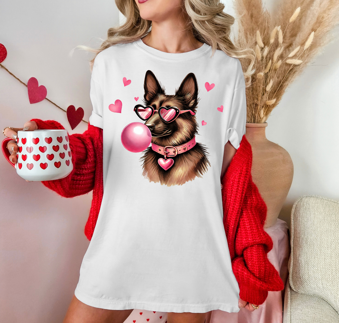 Dog With Heart Glasses And Bubble Gum