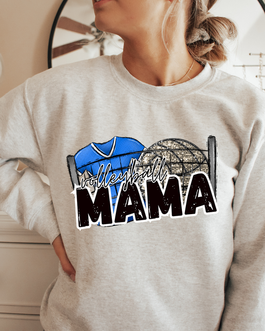 Volleyball Mama (blue jersey/glitter)