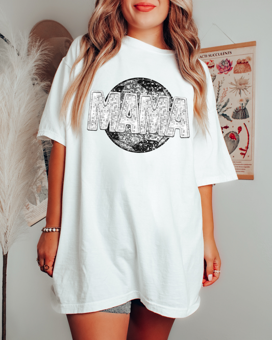 Mama White Glitter Soccer Ball