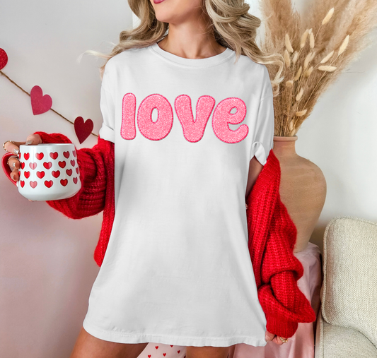 Love Pink Glitter Letters