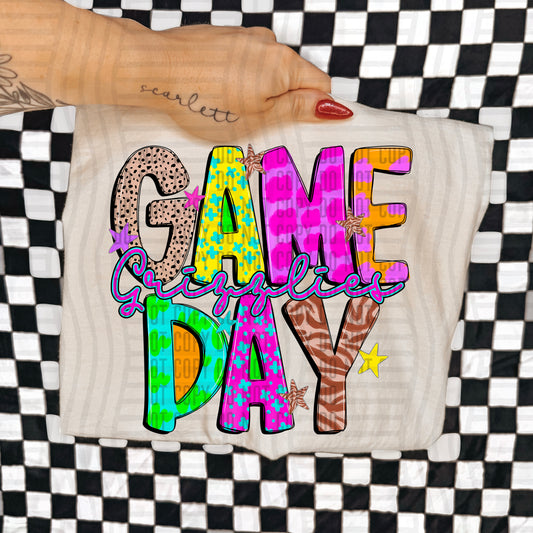 GAME DAY GRIZZLIES COLORFUL CHEETAH ZEBRA STARS