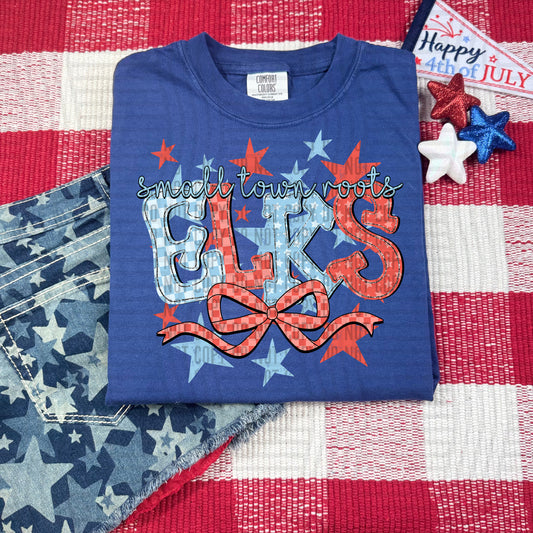 SMALL TOWN ROOTS ELKS RED WHITE & BLUE