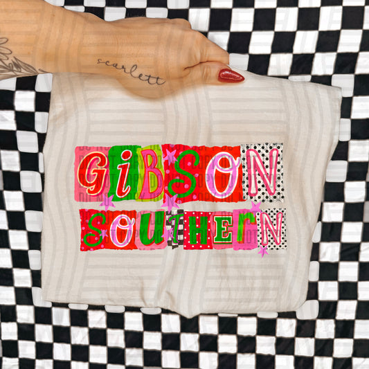 GIBSON SOUTHERN RED & GREEN CHECKERS