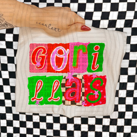GORILLAS RED & GREEN CHECKERS