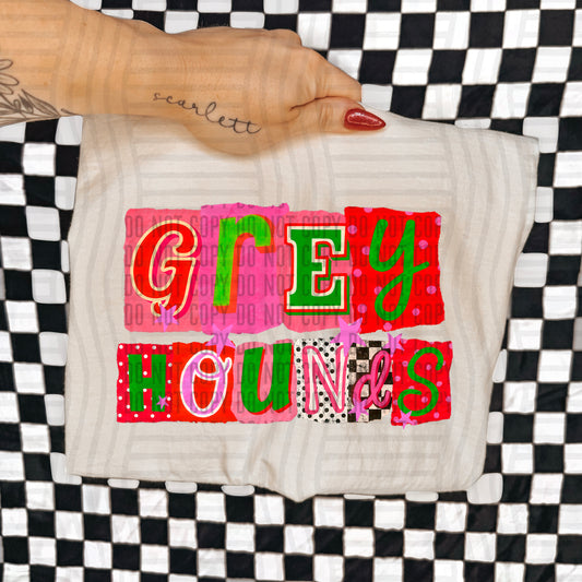 GREYHOUNDS RED & GREEN CHECKERS