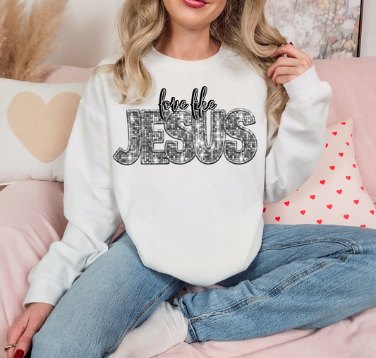 Love Like Jesus Silver Glitter