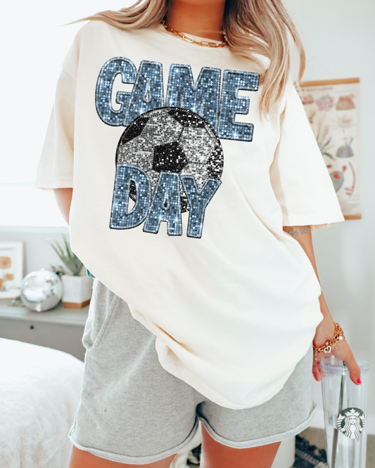 Game Day Soccer Light Blue Glitter