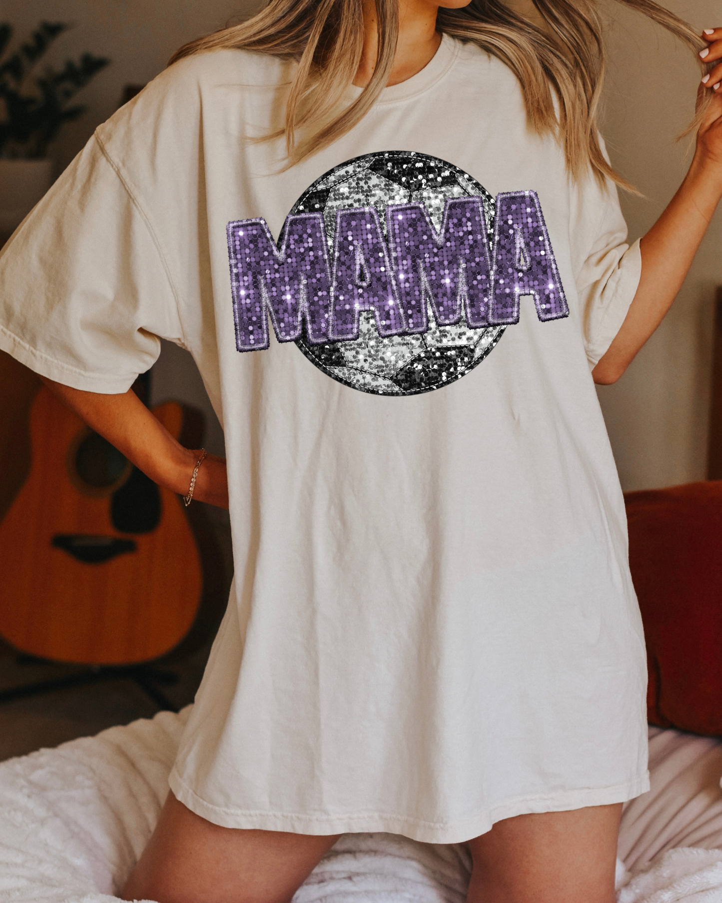 Mama Purple Glitter Soccer Ball