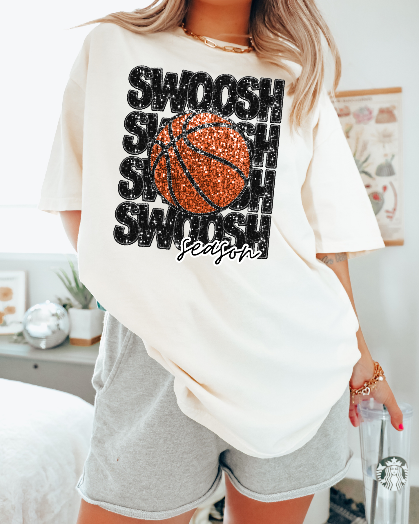 Swoosh Season Basketball Black Glitter
