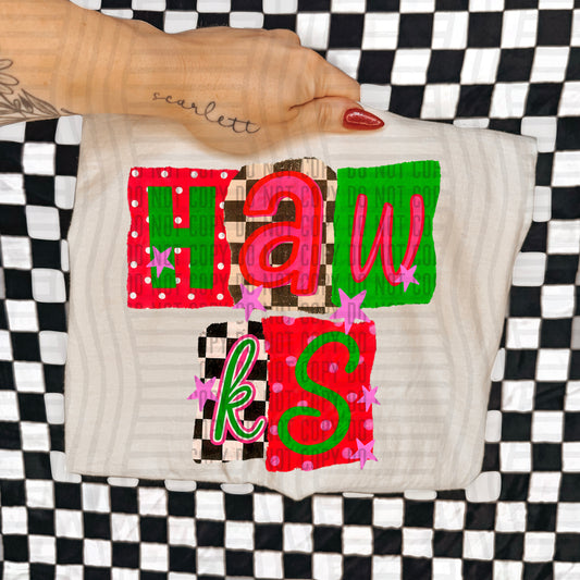 HAWKS RED & GREEN CHECKERS