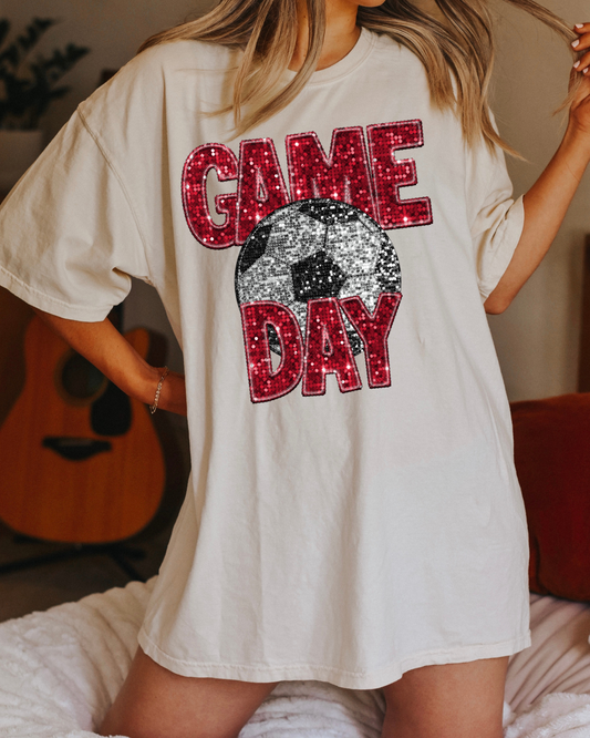 Game Day Soccer Red Glitter