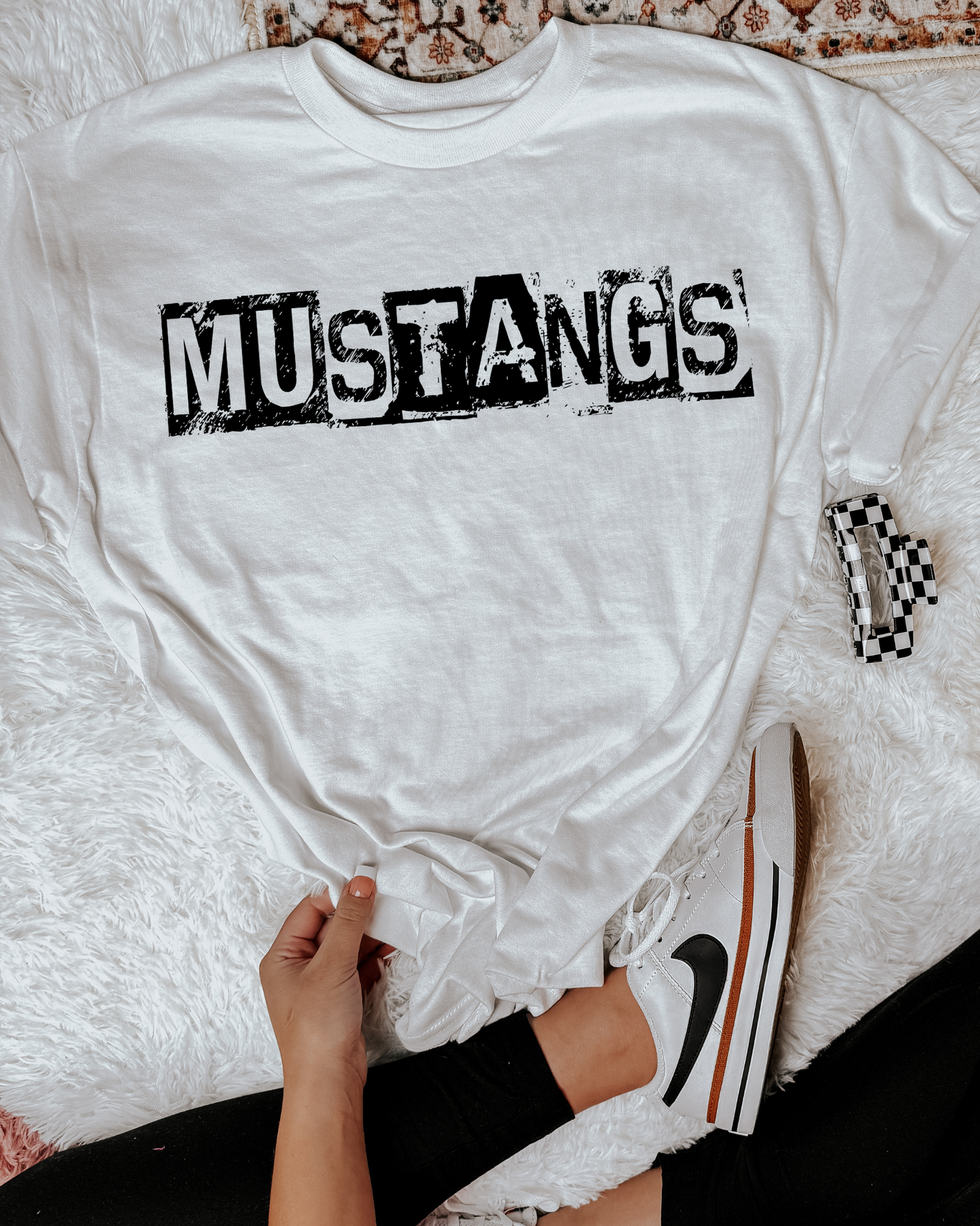 Mustangs Black And White Spray Paint Letters