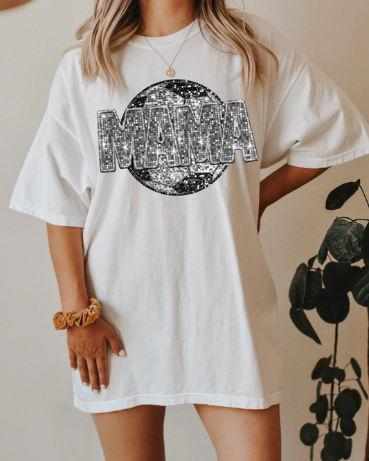 Mama Silver Glitter Soccer Ball