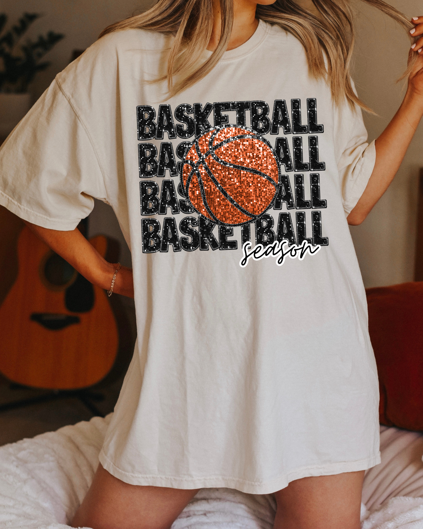 Basketball Season Black Glitter