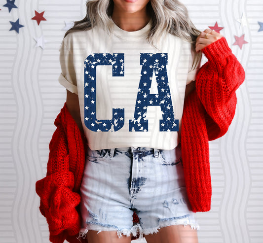 CA BLUE WITH STARS & DISTRESSED