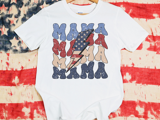 Vintage Distressed Mama Flag Lightning Bolt