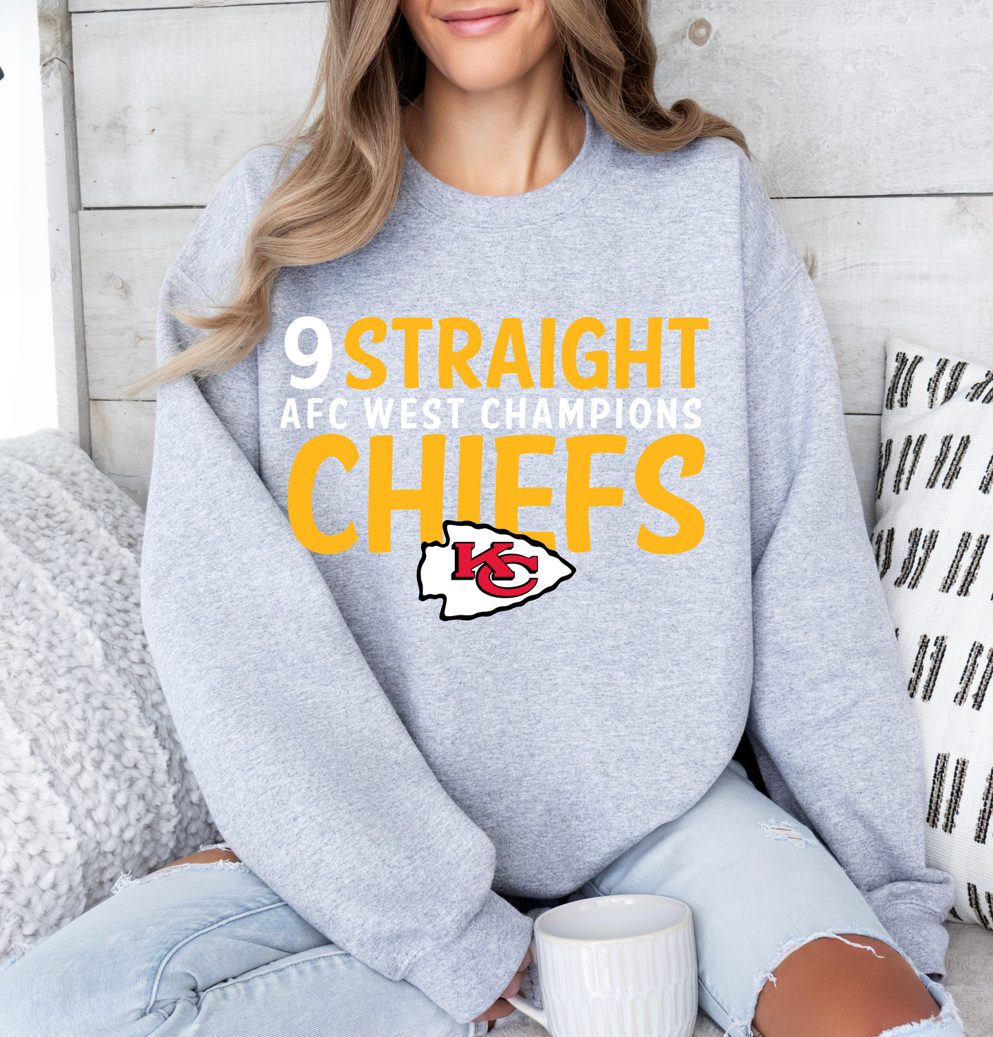 9 Straight AFC West Champions Chiefs - Yellow/White