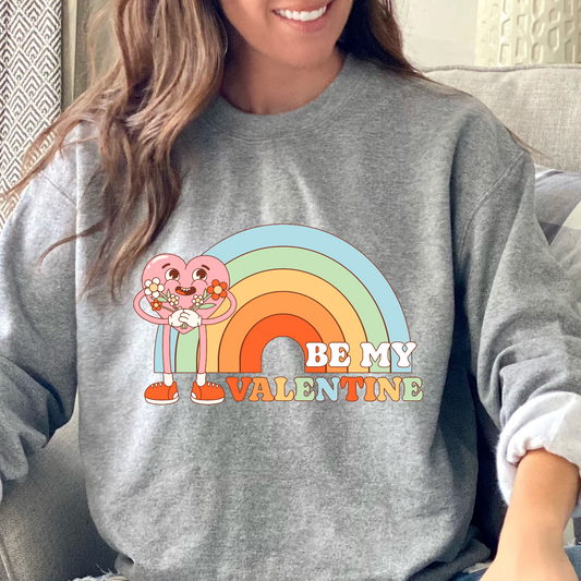 Be My Valentine Heart w/FLOWER RAINBOW - DTF Transfer