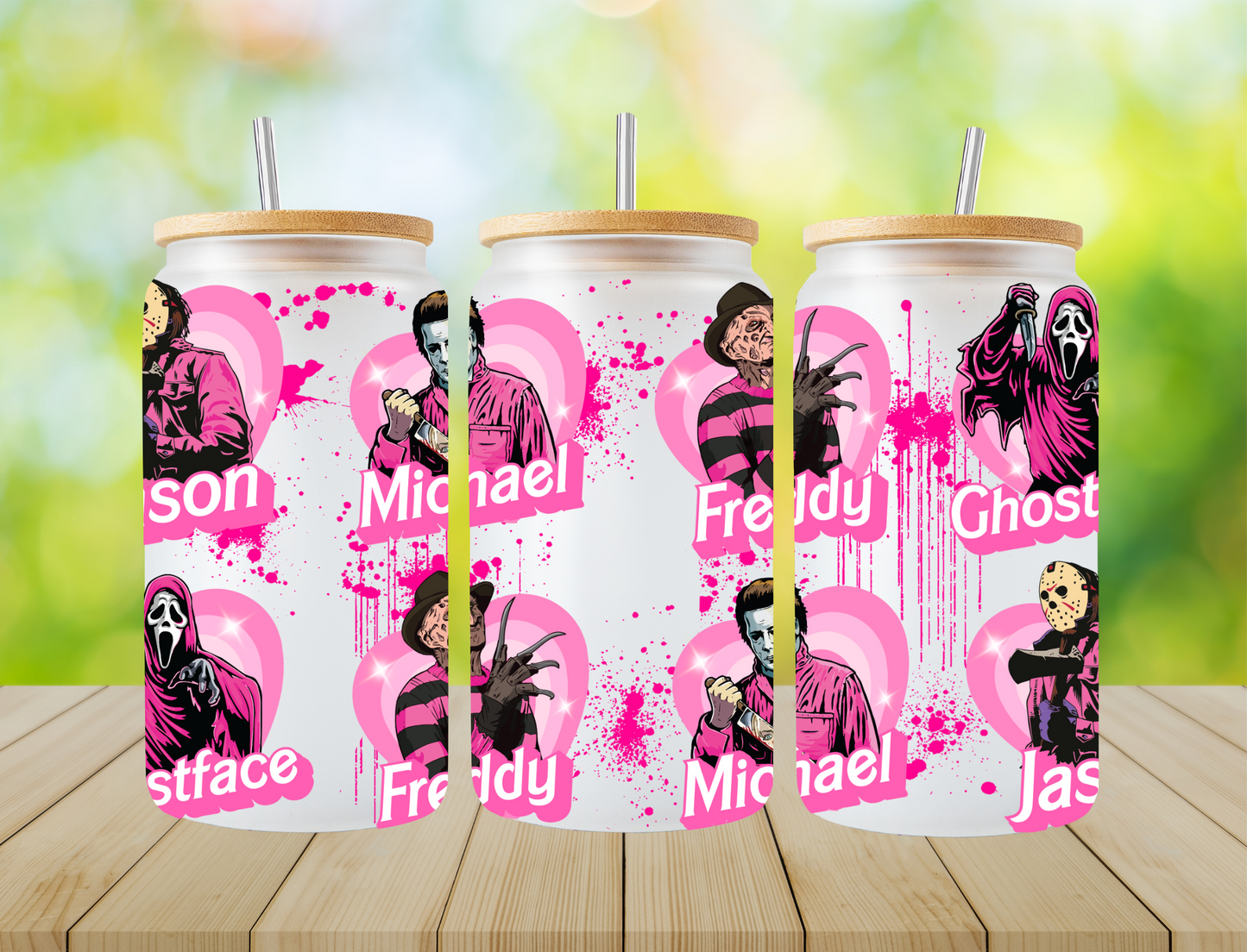 Killers in hearts with pink splatter - UV Libby Wrap