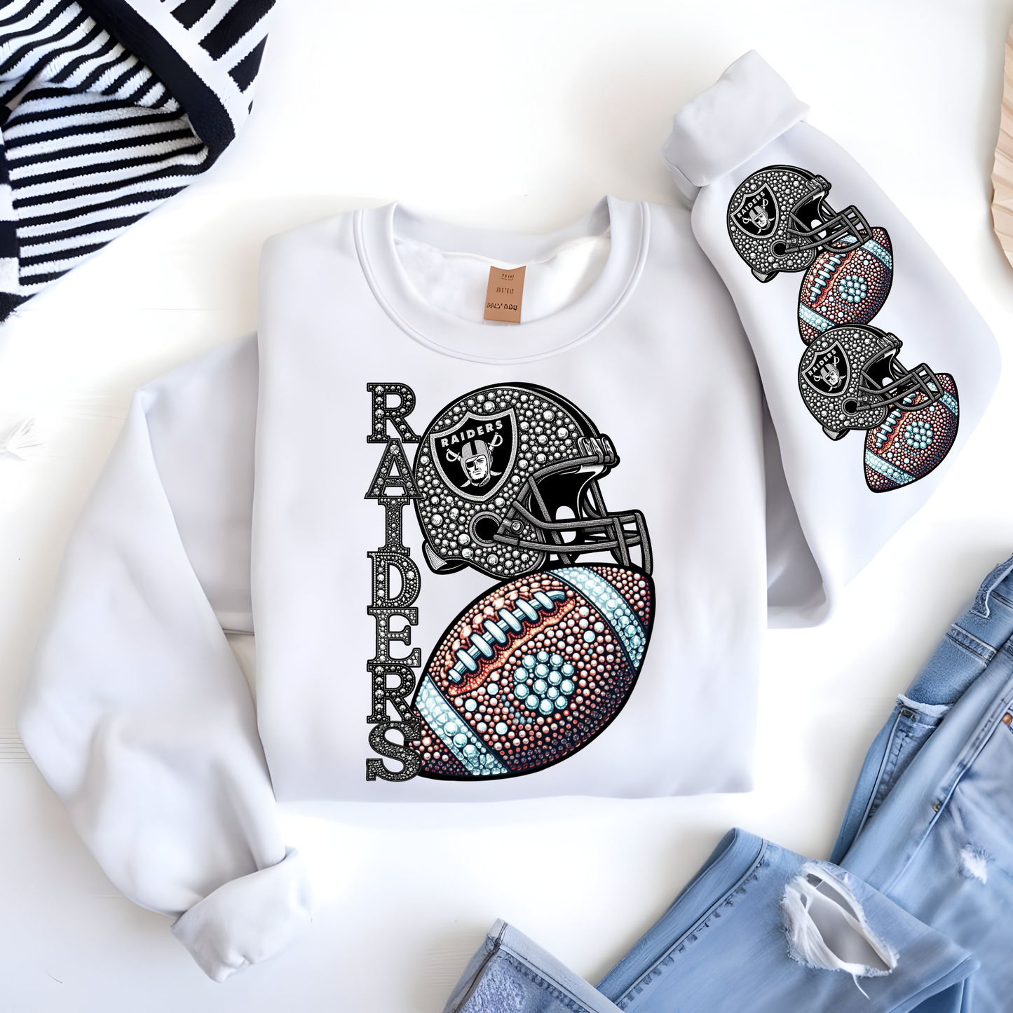 Diamond Studded Football - RAIDERS - CHEST