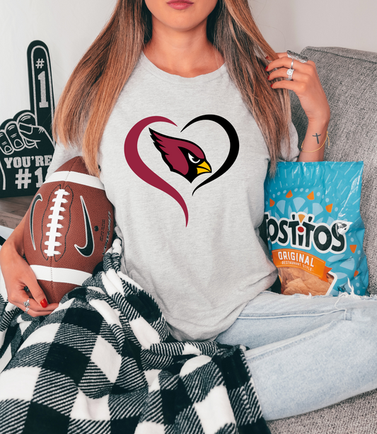 Cardinal inside red/black heart