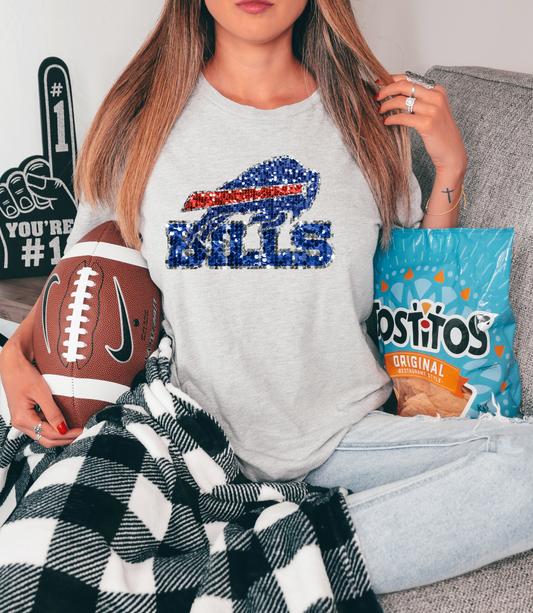 Buffalo Bills logo - faux sequin