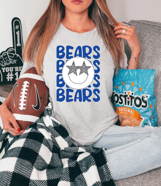 Bears with smiley - blue letters