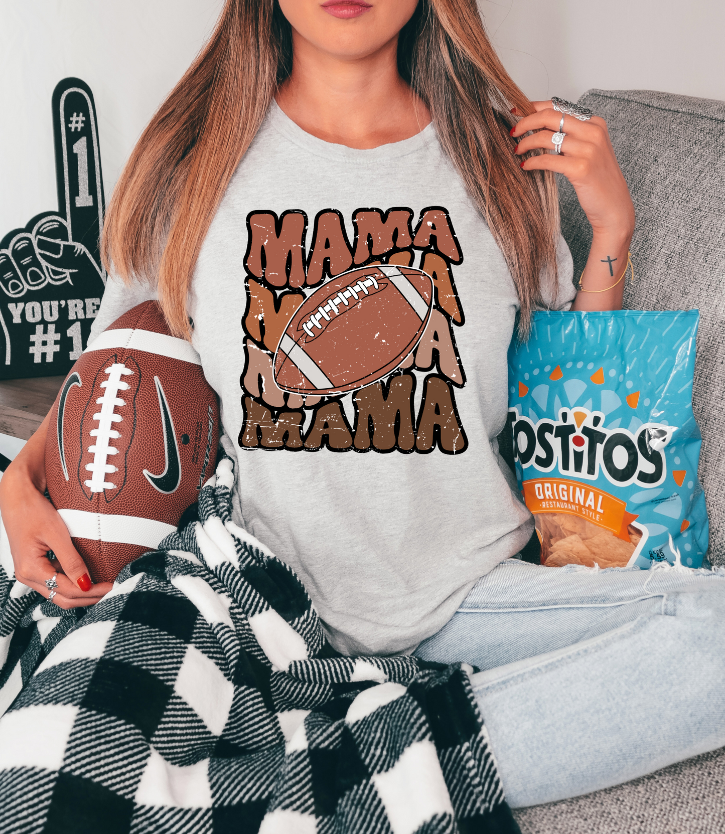 Mama with football - brown letters