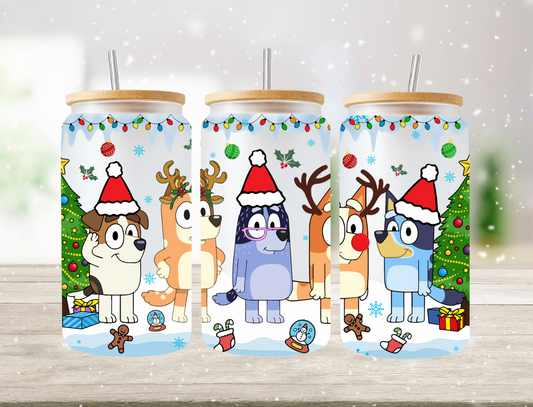 Bluey Christmas Characters with Tree - UV Libby Wrap