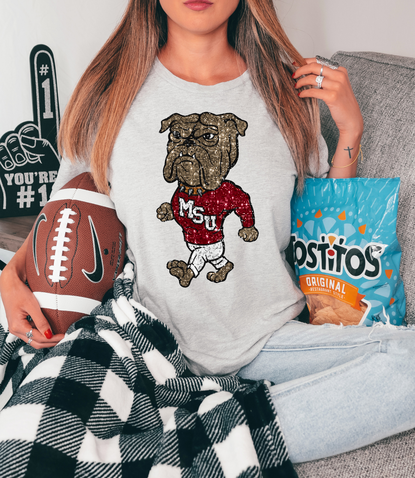 MSU Bulldog - faux sequin