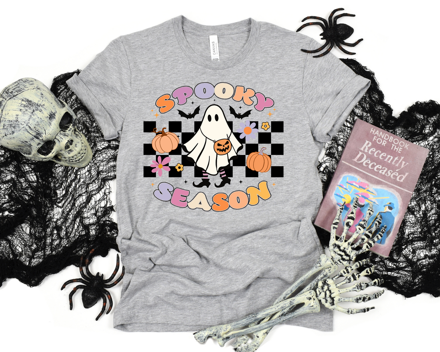 Spooky season black checkered