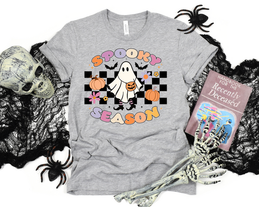 Spooky season black checkered