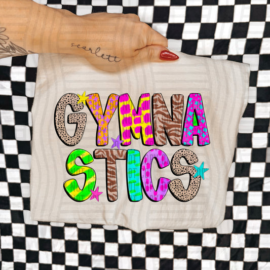 GYMNASTICS COLORFUL CHEETAH ZEBRA STARS