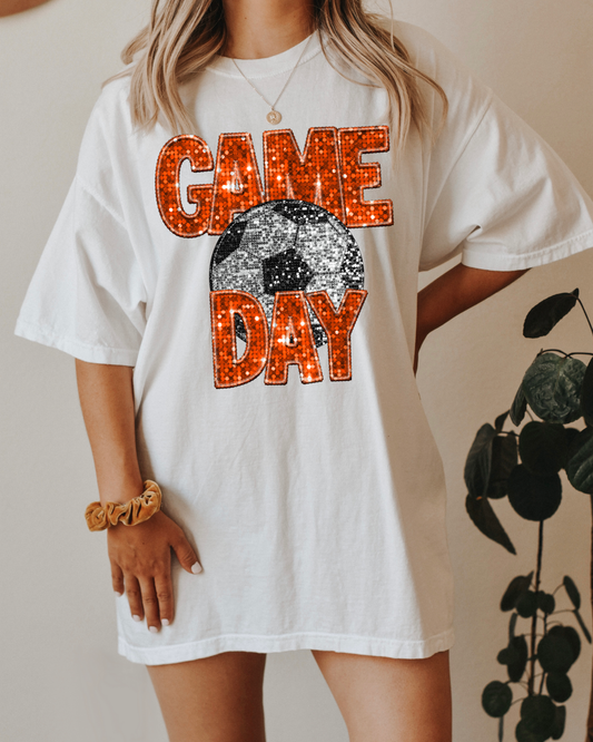 Game Day Soccer Orange Glitter