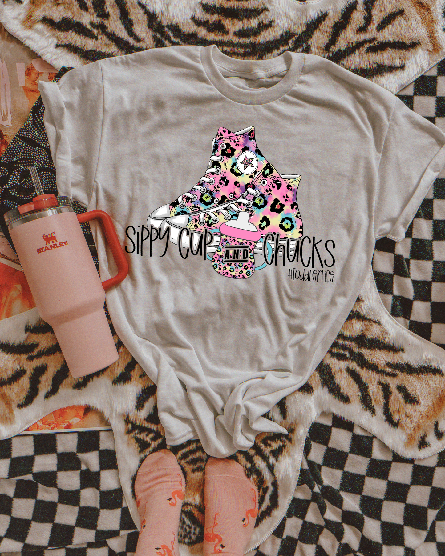 Sippy Cup And Chucks Light Pink Cheetah