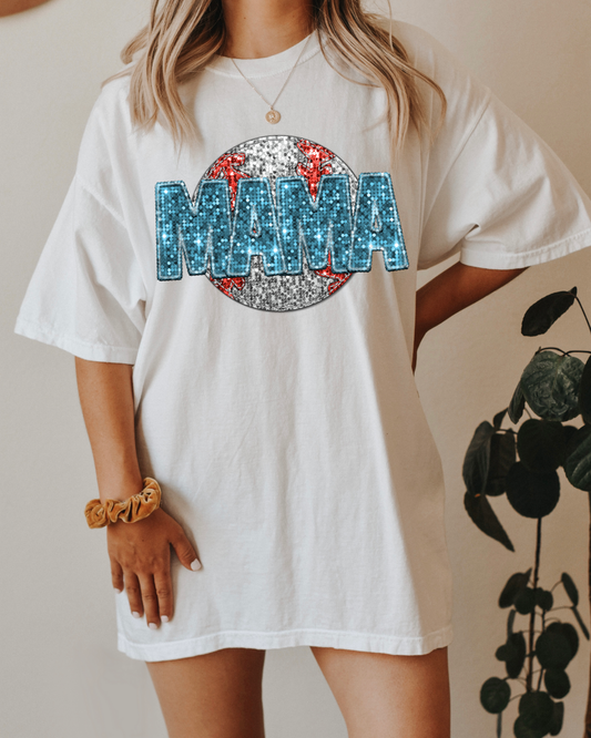 Mama Blue Glitter Baseball