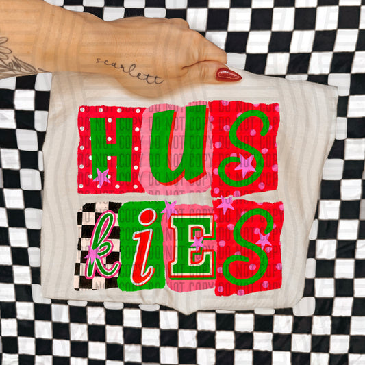 HUSKIES RED & GREEN CHECKERS