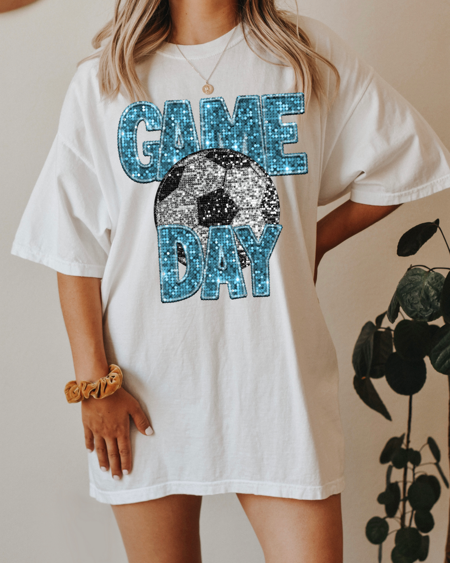 Game Day Soccer Light Blue Glitter