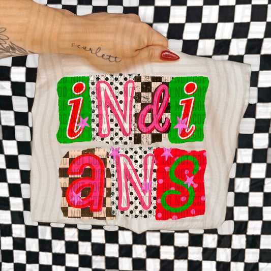 INDIANS RED & GREEN CHECKERS